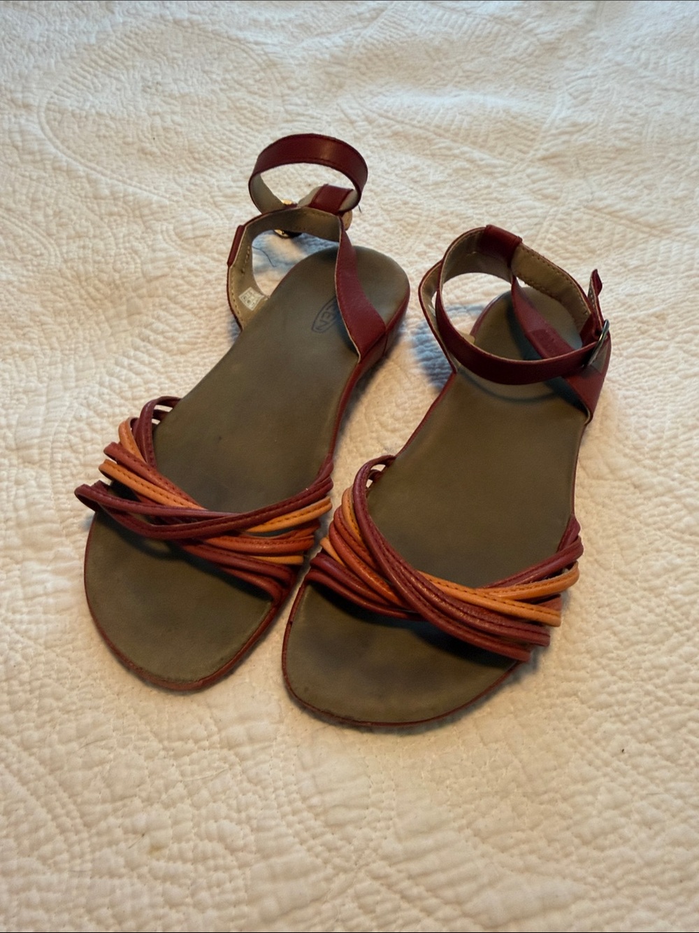 Keen Women's Burgundy and Orange Multi-Strap Ankle Sandals